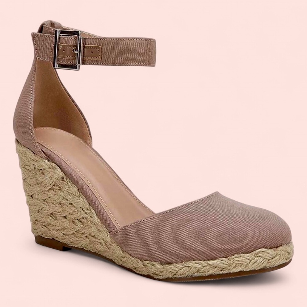 Brand New Mocha Closed Toe Ankle Strap Wedge Espadrilles - Picture 3 of 13